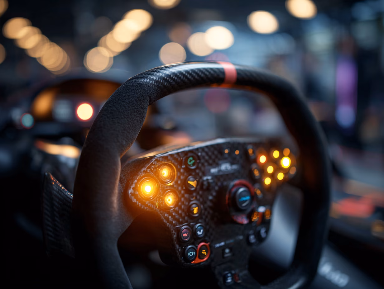 F1 steering wheel with illuminated flag indicator