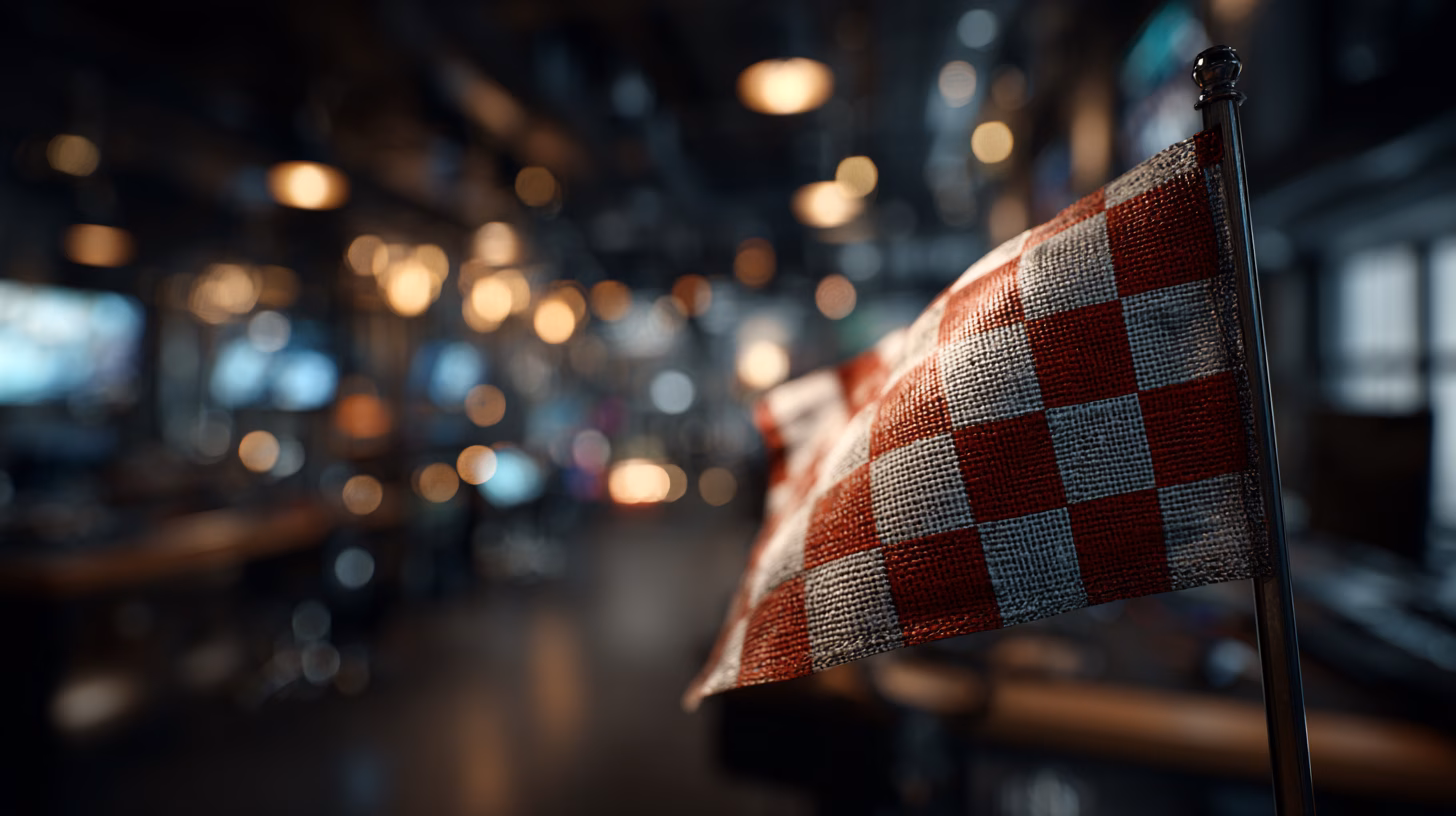 Traditional flag next to digital panel