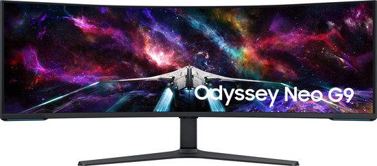 De Samsung Odyssey Neo G9 is 's werelds eerste dual 4K ultrawide gaming monitor met Mini LED-technologie, 240Hz refresh rate en CoreSync-verlichting voor een immersieve gamingerlebnis.